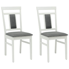 vidaXL Dining Chair 2 pcs Solid Rubber Wood White and Grey 2