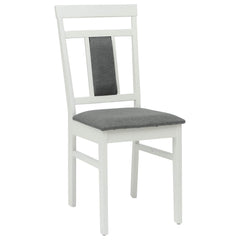 vidaXL Dining Chair 2 pcs Solid Rubber Wood White and Grey 4