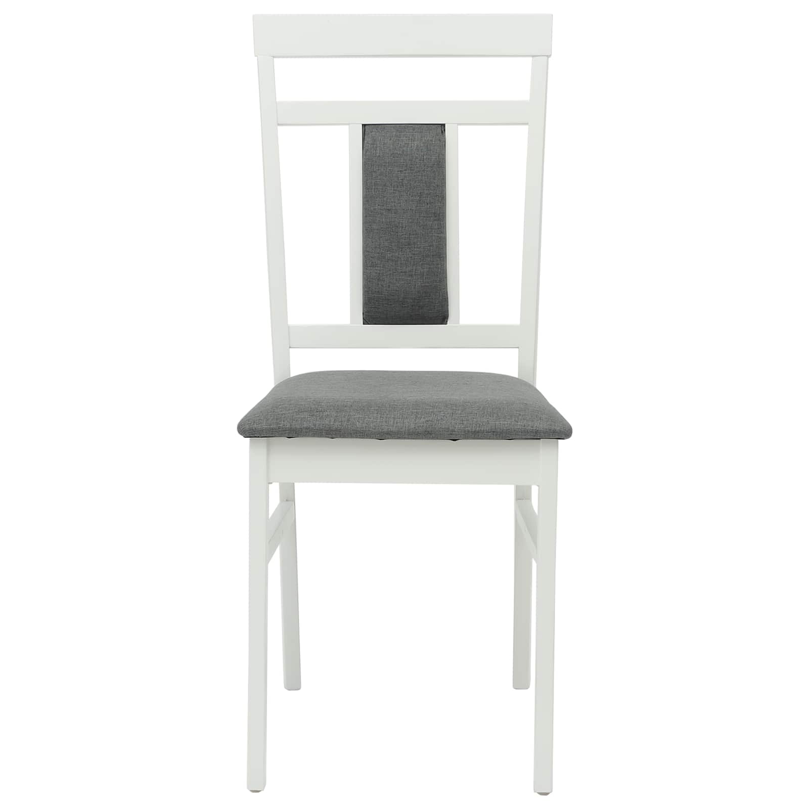 vidaXL Dining Chair 2 pcs Solid Rubber Wood White and Grey 5