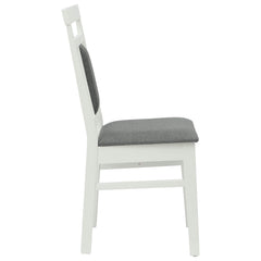 vidaXL Dining Chair 2 pcs Solid Rubber Wood White and Grey 6