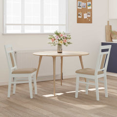 vidaXL Dining Chair 2 pcs Solid Rubber Wood White and Brown 3