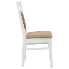vidaXL Dining Chair 2 pcs Solid Rubber Wood White and Brown 6