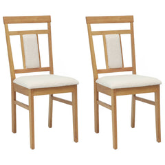 vidaXL Dining Chair 2 pcs Solid Rubber Wood Natural and Light 2