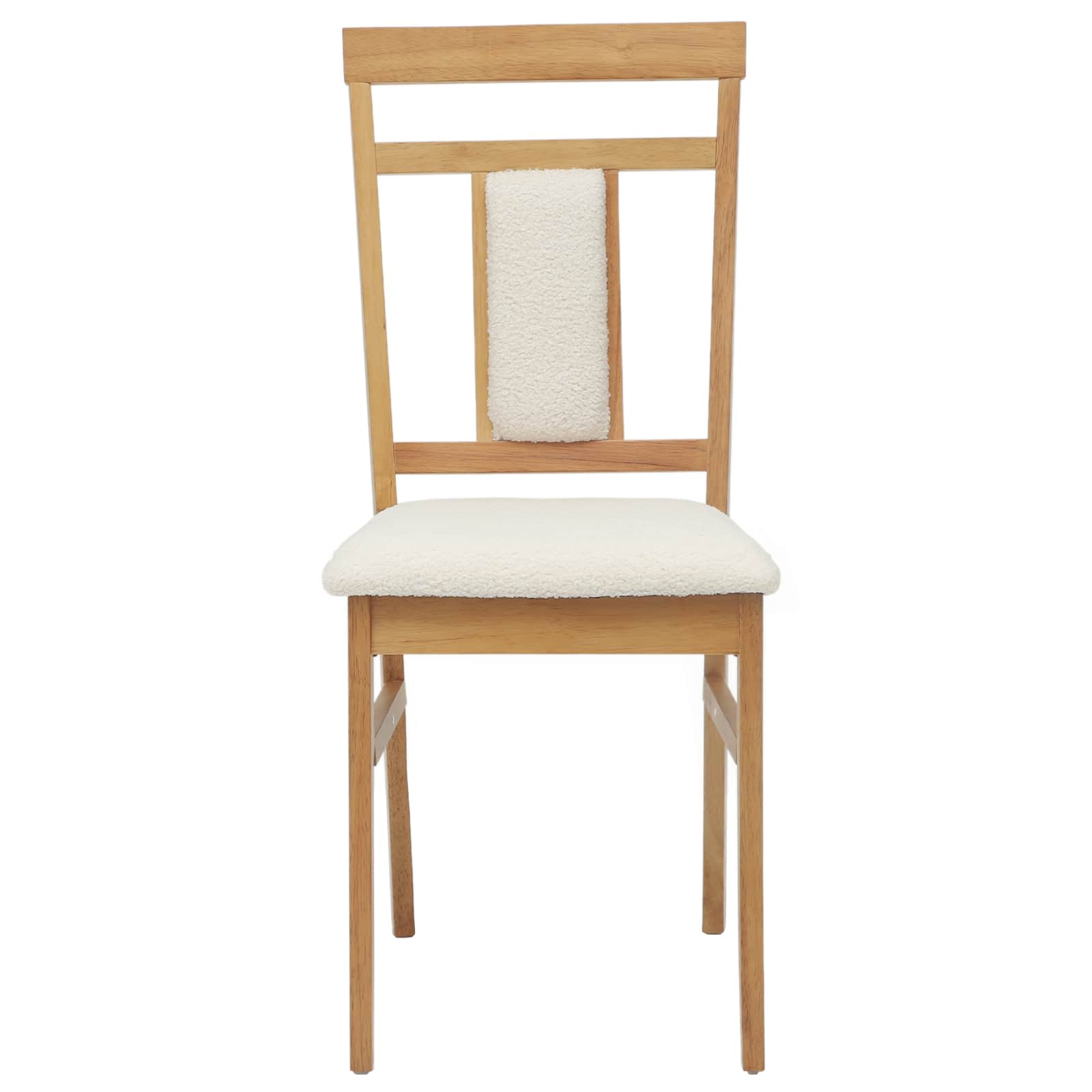 vidaXL Dining Chair 2 pcs Solid Rubber Wood Natural and Light 5