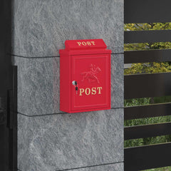 Wall Mounted Mailbox 29 x 13 x 41 cm Cast Aluminum Red