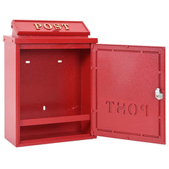 Wall Mounted Mailbox 29 x 13 x 41 cm Cast Aluminum Red