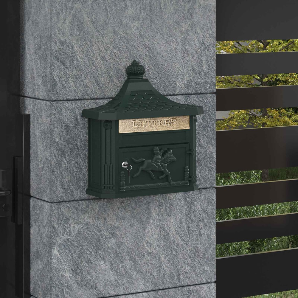 Wall Mounted Mailbox 40.5 x 16 x 45 cm Cast Aluminum Green