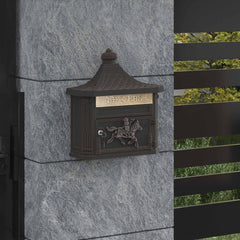Wall Mounted Mailbox 40.5 x 16 x 45 cm Cast Aluminum Bronze