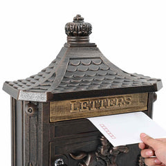 Wall Mounted Mailbox 40.5 x 16 x 45 cm Cast Aluminum Bronze
