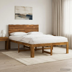 Double Bed Frame with Headboard ROSTOCK Length 190 cm Natural 135 cm