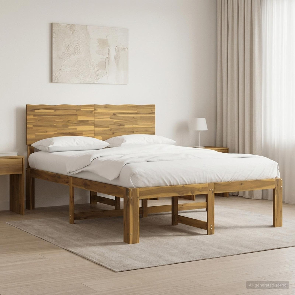 Double Bed Frame with Headboard ROSTOCK Length 200 cm White 160 cm