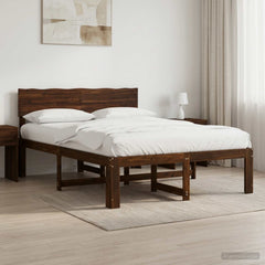 Double Bed Frame with Headboard ROSTOCK Length 200 cm Dark Brown 150 cm