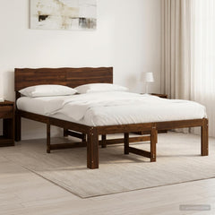 Double Bed Frame with Headboard ROSTOCK Length 200 cm Dark Brown 160 cm
