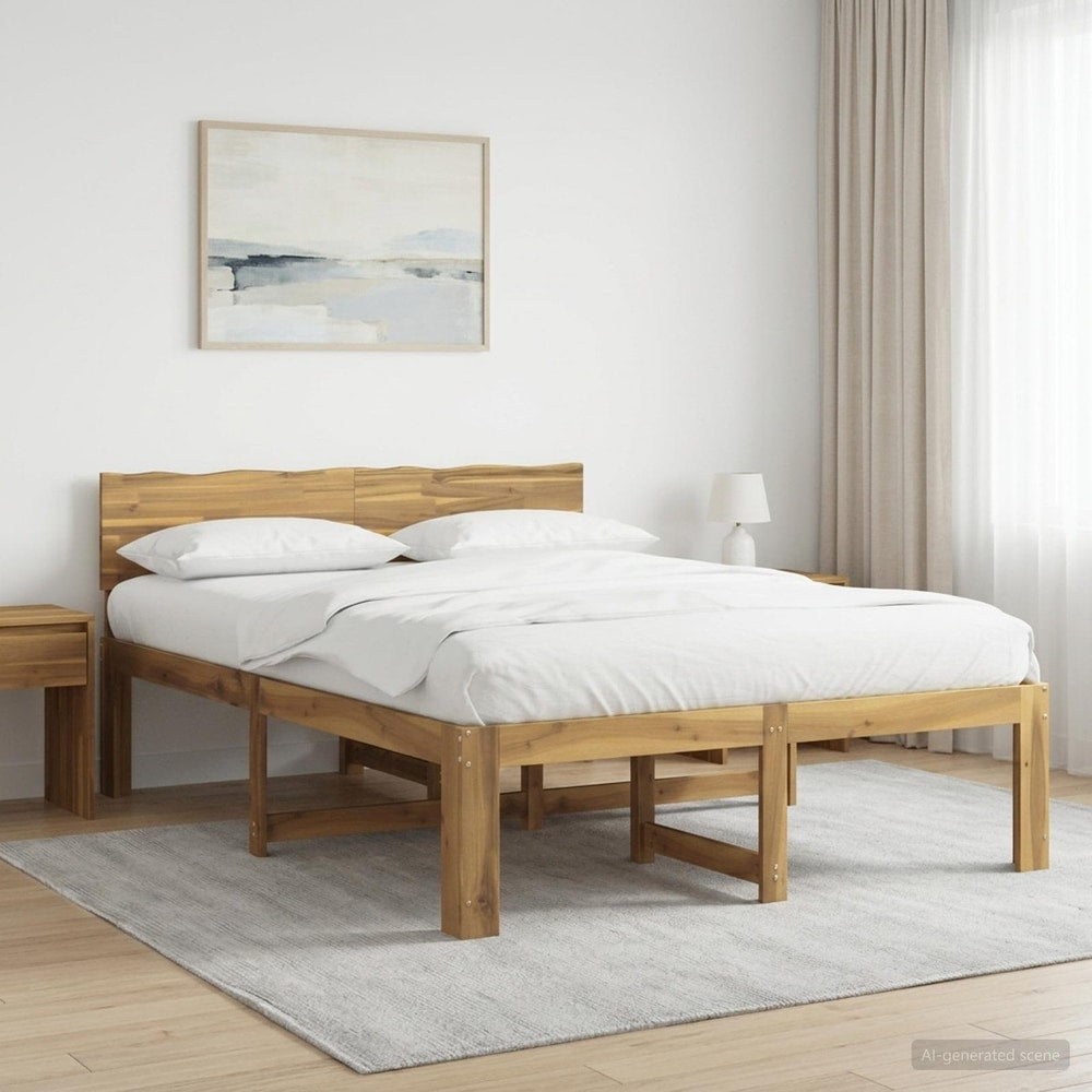 Double Bed Frame with Headboard ROSTOCK Length 200 cm White 150 cm