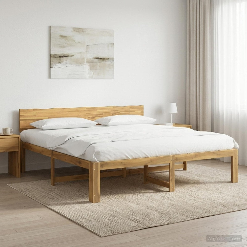 Double Bed Frame with Headboard ROSTOCK Length 200 cm White 200 cm