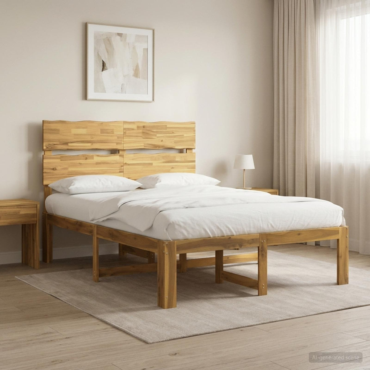 Double Bed Frame with Headboard ROSTOCK Length 200 cm White 140 cm