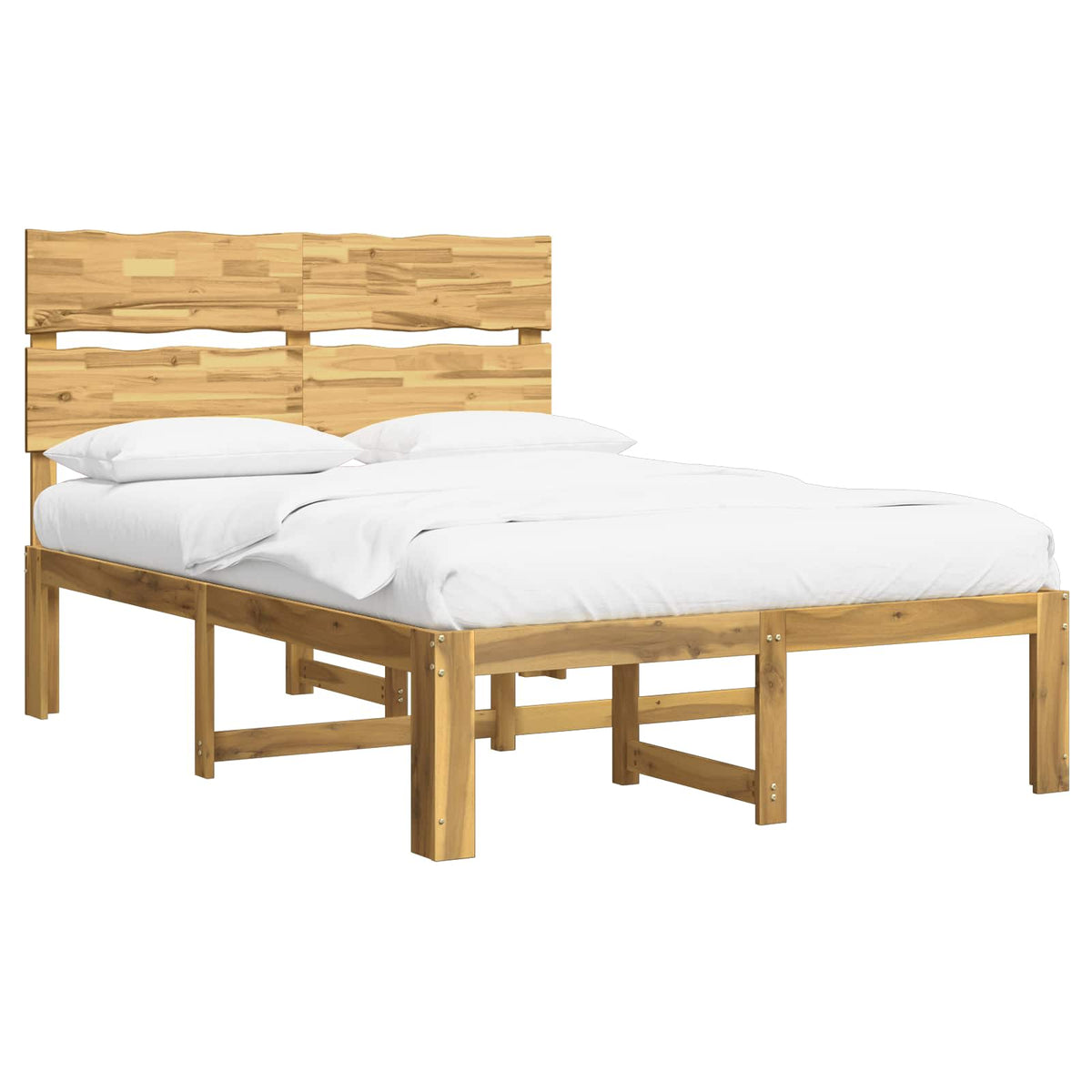 Double Bed Frame with Headboard ROSTOCK Length 200 cm White 140 cm