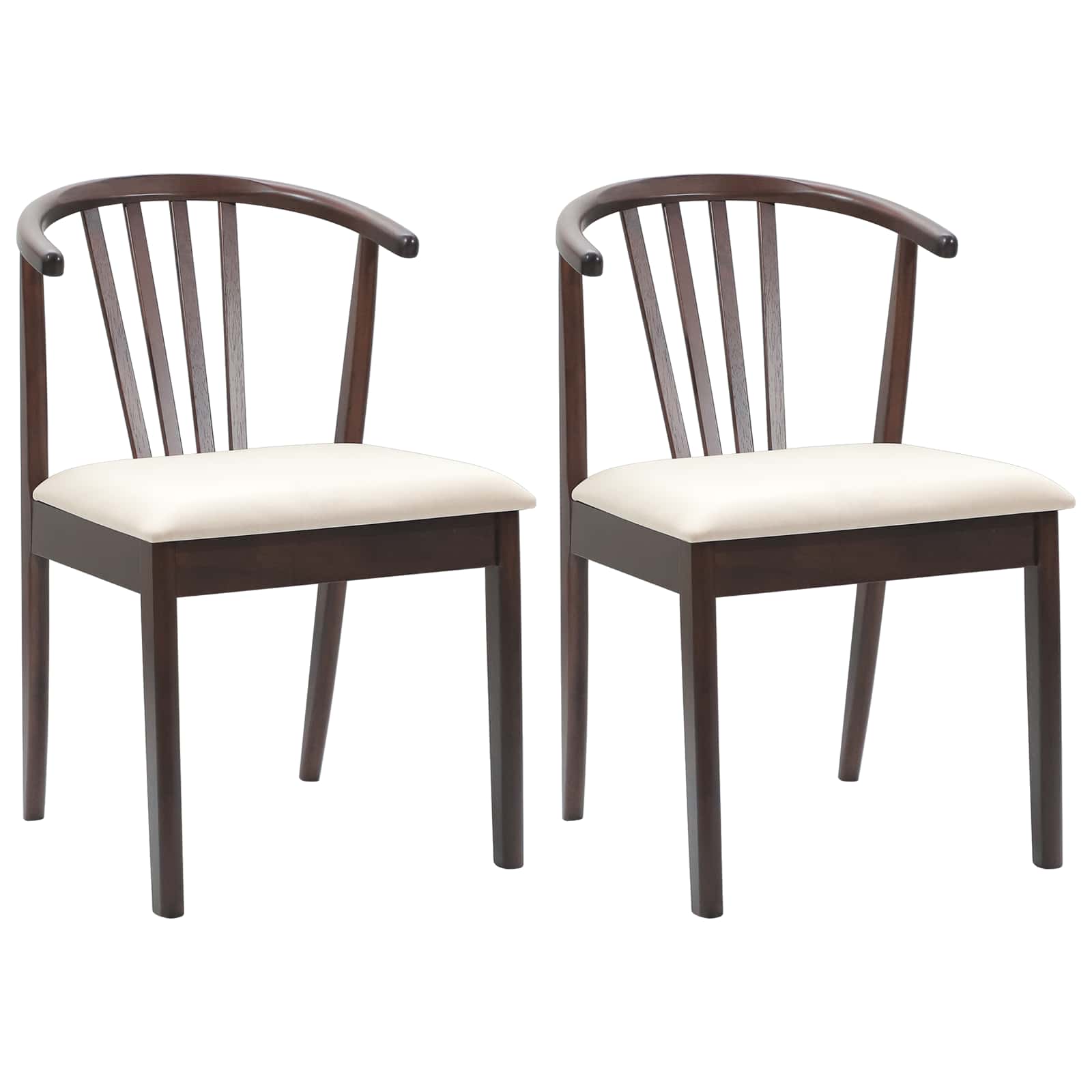 vidaXL Dining Chair 2 pcs Solid Rubberwood Light Brown and Light 2