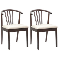 vidaXL Dining Chair 2 pcs Solid Rubberwood Light Brown and Light 2