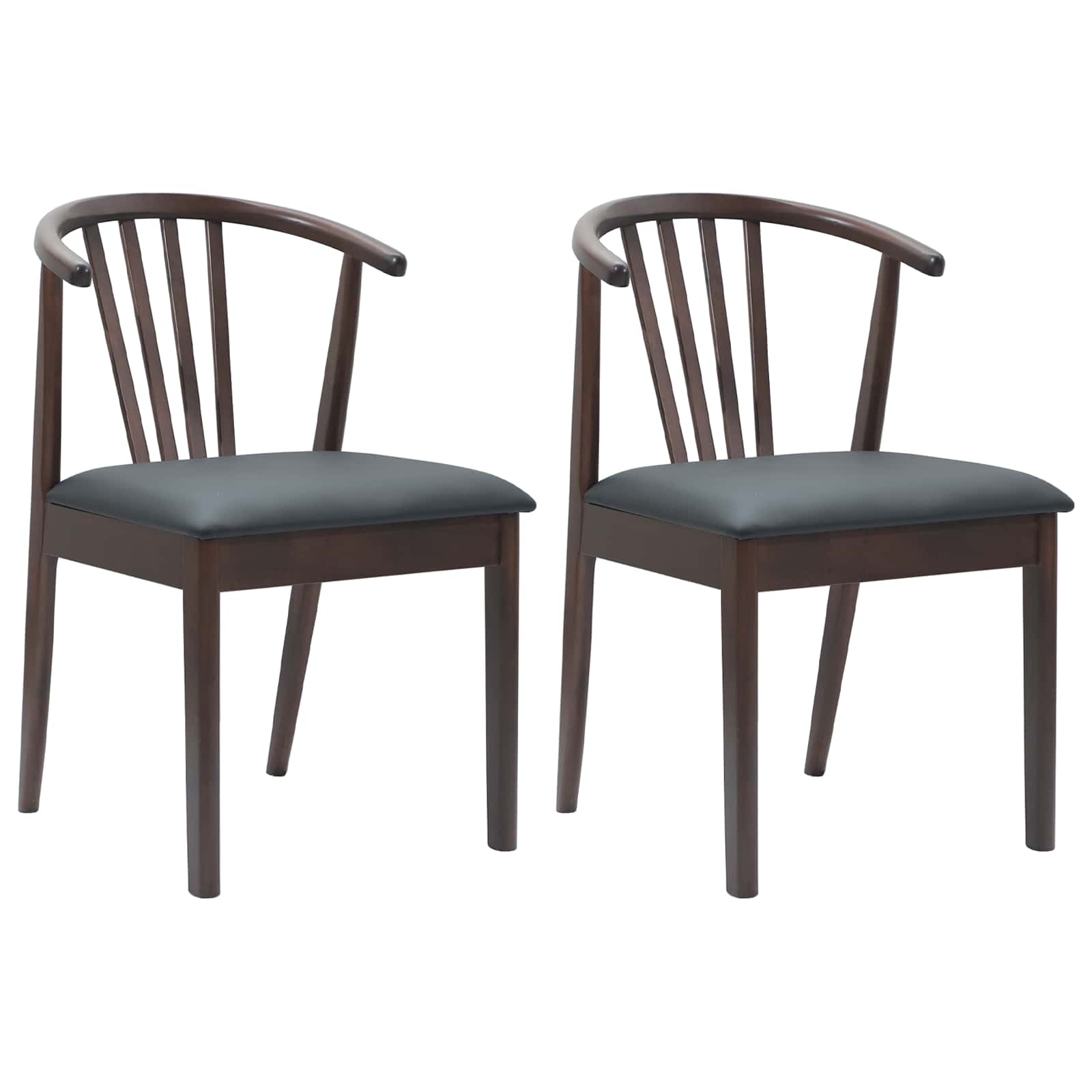vidaXL Dining Chair 2 pcs Solid Rubberwood Light Brown and Black 2