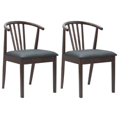 vidaXL Dining Chair 2 pcs Solid Rubberwood Light Brown and Black 2