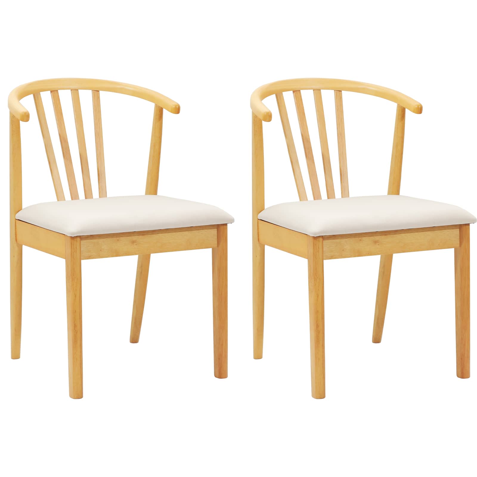 vidaXL Dining Chair 2 pcs Solid Rubberwood Natural and Light 2