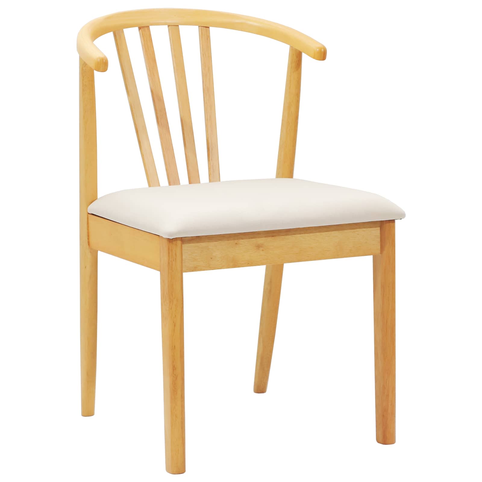 vidaXL Dining Chair 2 pcs Solid Rubberwood Natural and Light 4