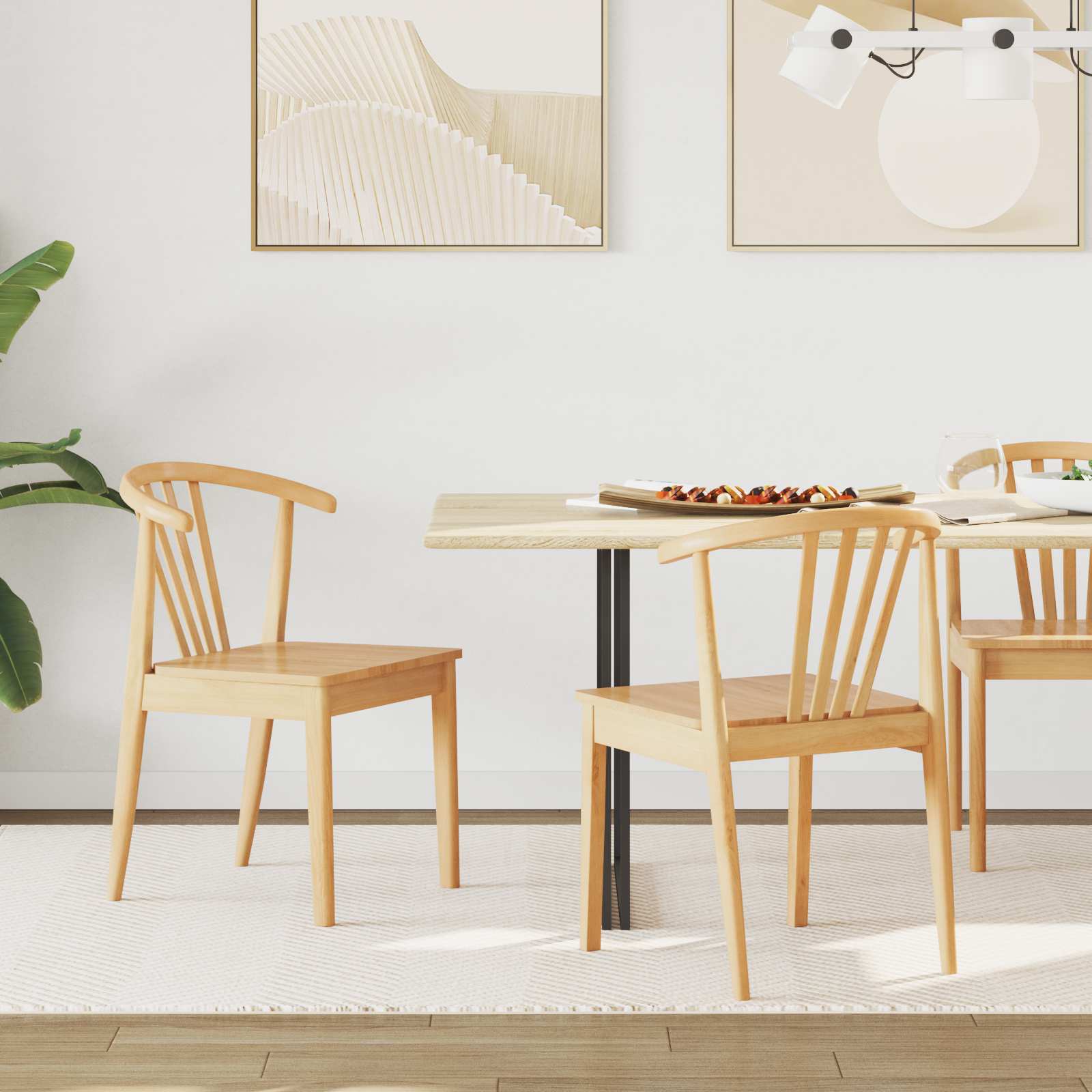 vidaXL Dining Chair 2 pcs Solid Rubberwood Natural 51 x 61 x 80.5 cm 1