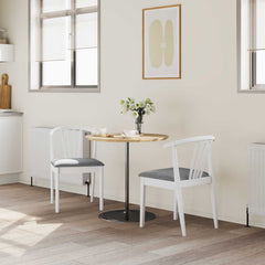 vidaXL Dining Chair 2 pcs Solid Rubberwood White and Grey 3