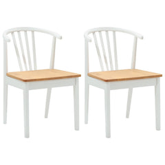 vidaXL Dining Chair 2 pcs Solid Rubberwood White and natural 2