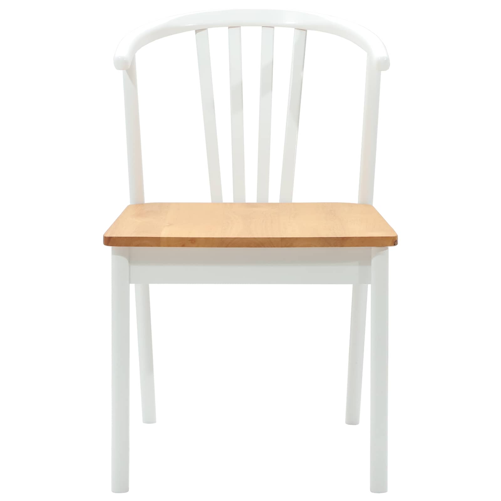 vidaXL Dining Chair 2 pcs Solid Rubberwood White and natural 5