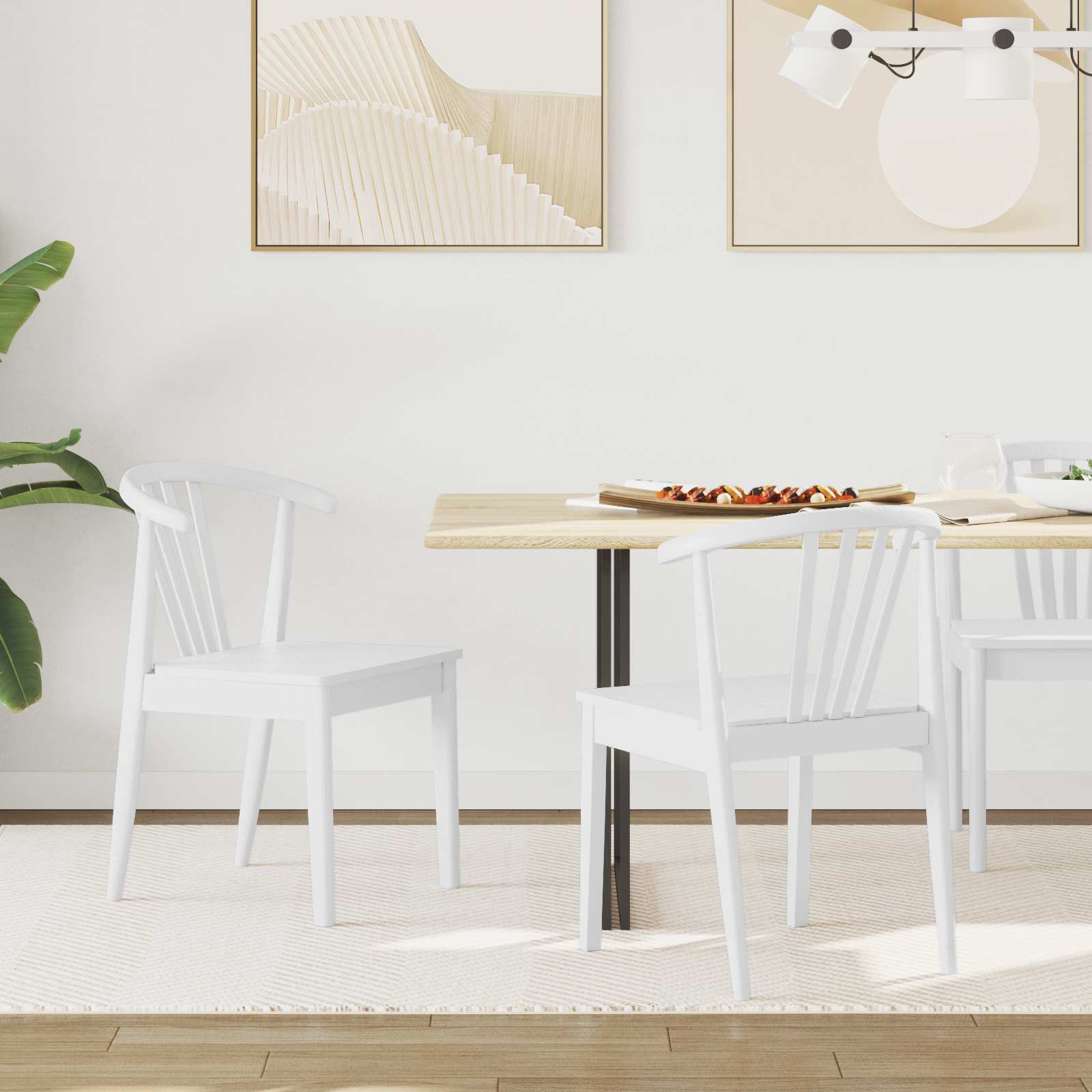 vidaXL Dining Chair 2 pcs Solid Rubberwood White 51 x 61 x 80.5 cm 1