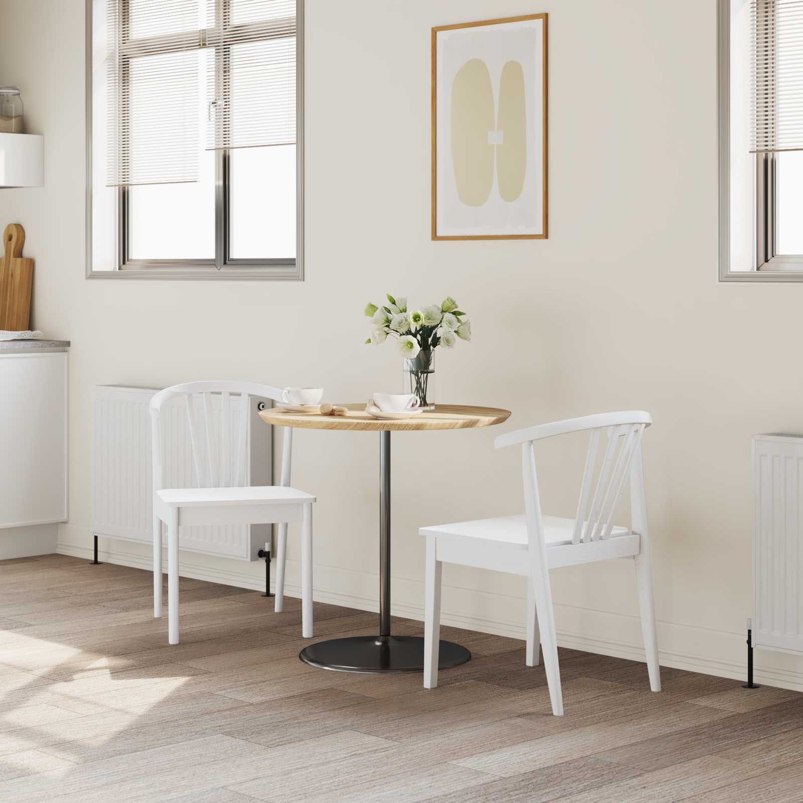 vidaXL Dining Chair 2 pcs Solid Rubberwood White 51 x 61 x 80.5 cm 3
