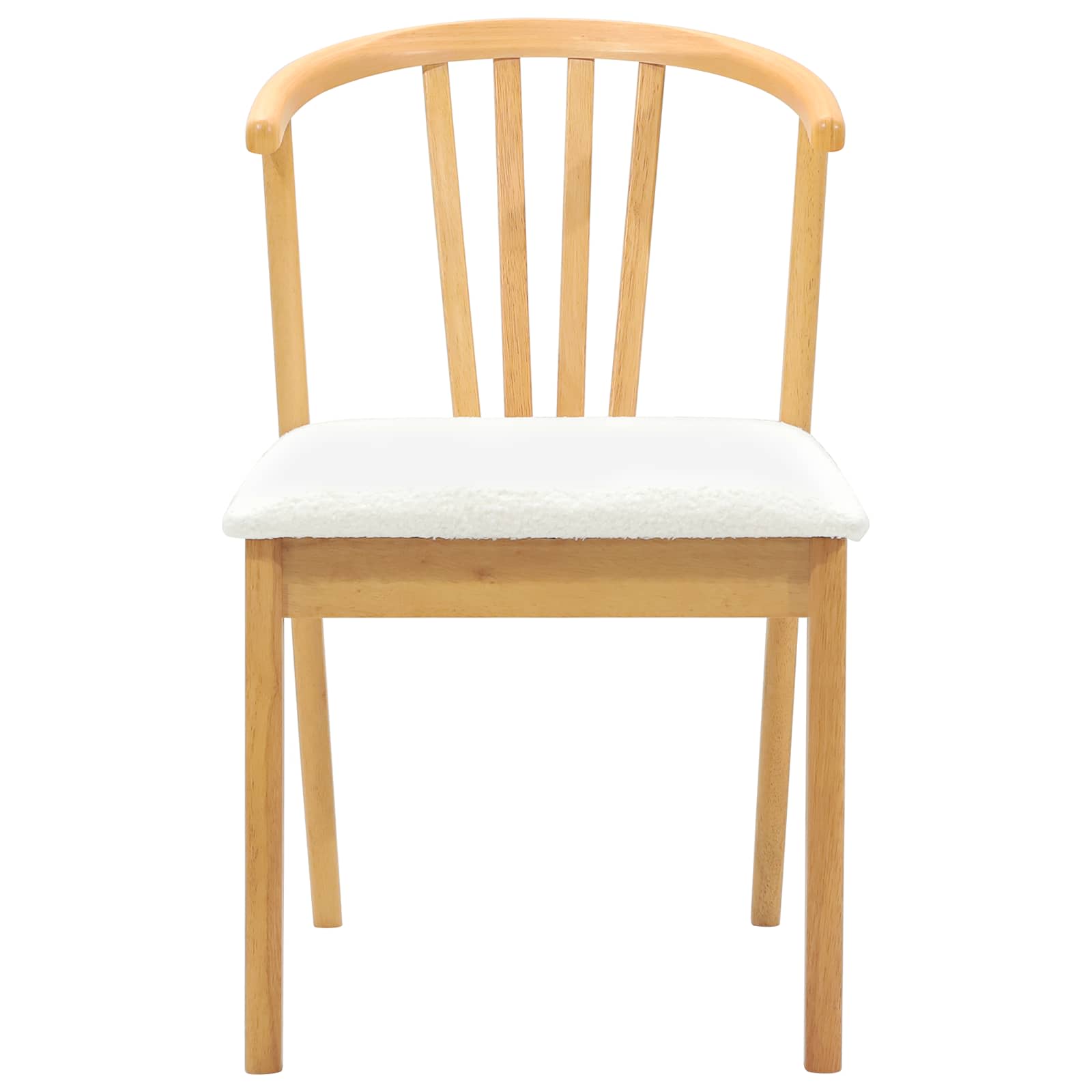 vidaXL Dining Chair 2 pcs Solid Rubberwood Natural and White 5