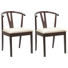 vidaXL Dining Chair 2 pcs Solid Rubber Wood Light Brown and Light 2