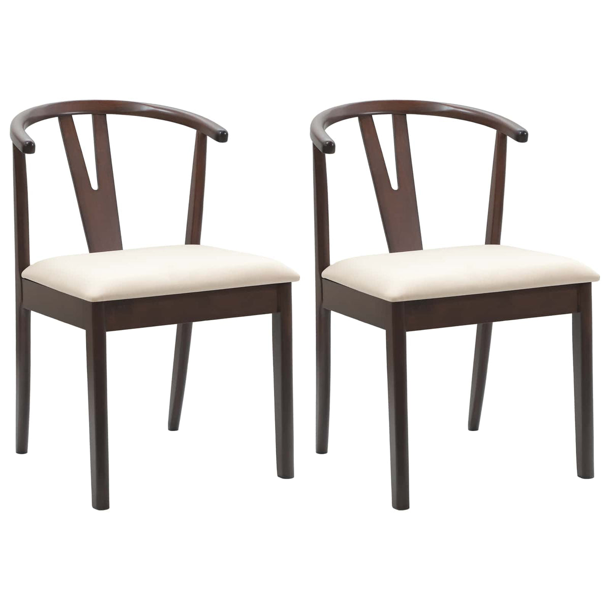 Dining Chair 2 pcs Solid Rubber Wood Light brown and light