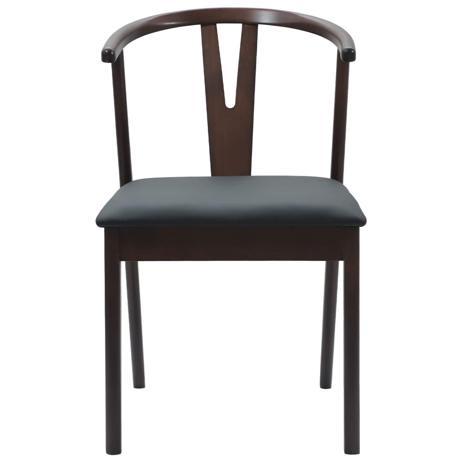 vidaXL Dining Chair 2 pcs Solid Rubber Wood Light Brown and Black 5