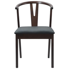 vidaXL Dining Chair 2 pcs Solid Rubber Wood Light Brown and Black 5