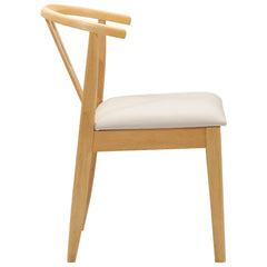 vidaXL Dining Chair 2 pcs Solid Rubber Wood Natural and Light 6