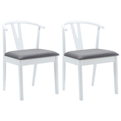 vidaXL Dining Chair 2 pcs Solid Rubber Wood White and Grey 2