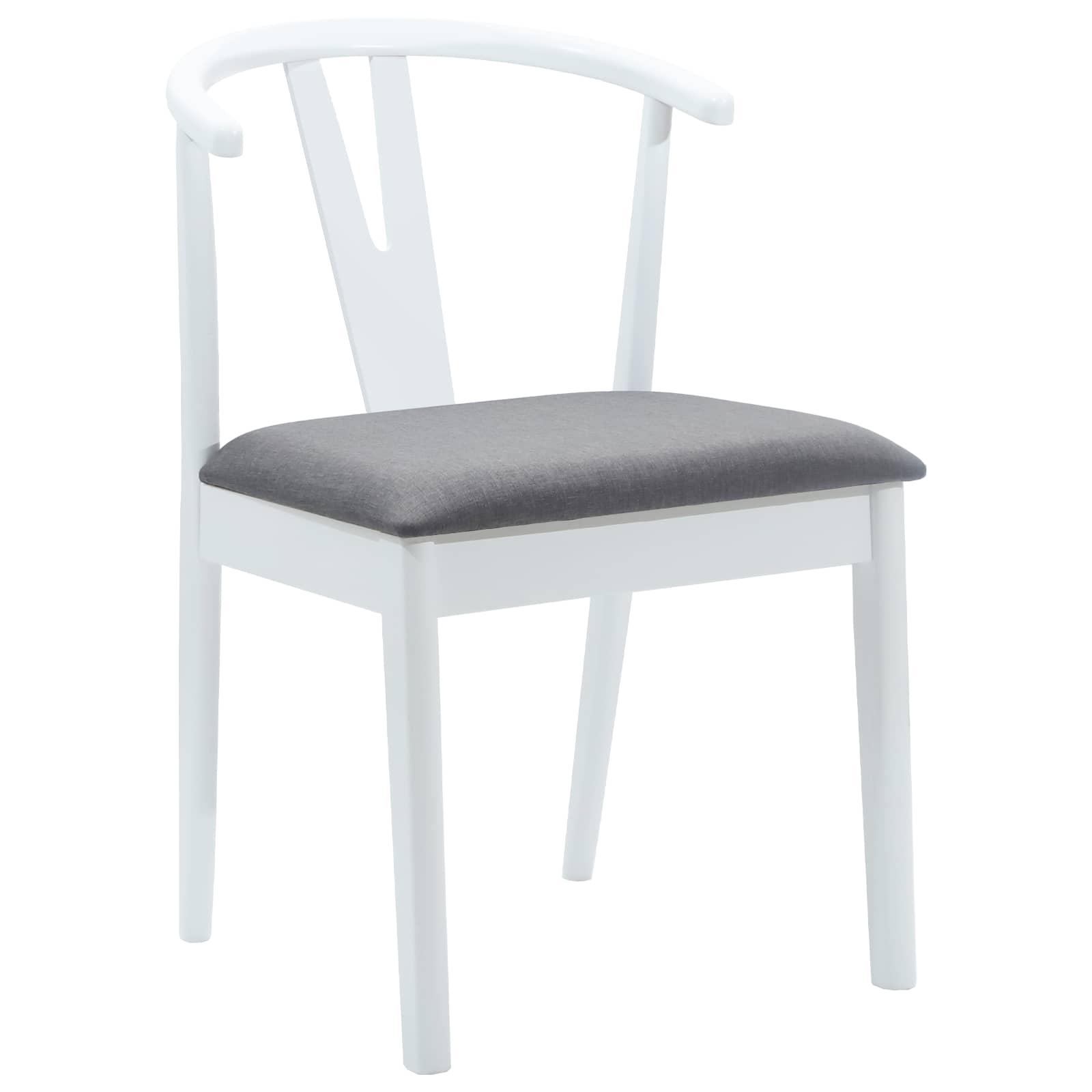 vidaXL Dining Chair 2 pcs Solid Rubber Wood White and Grey 4