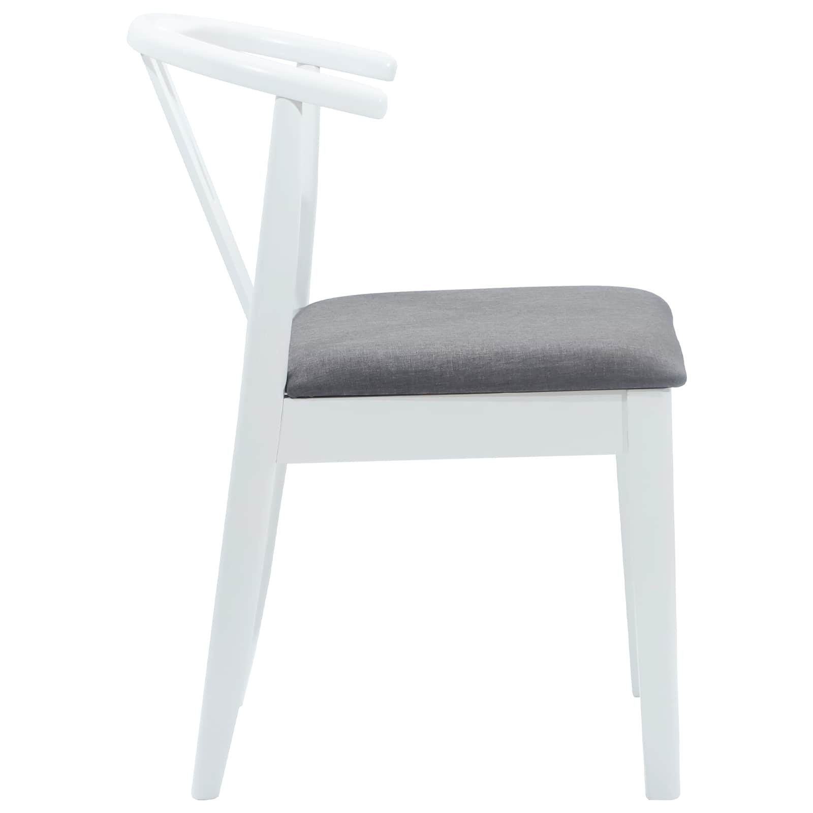 vidaXL Dining Chair 2 pcs Solid Rubber Wood White and Grey 6