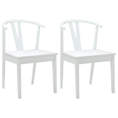 vidaXL Dining Chair 2 pcs Solid Rubber Wood White and White 2