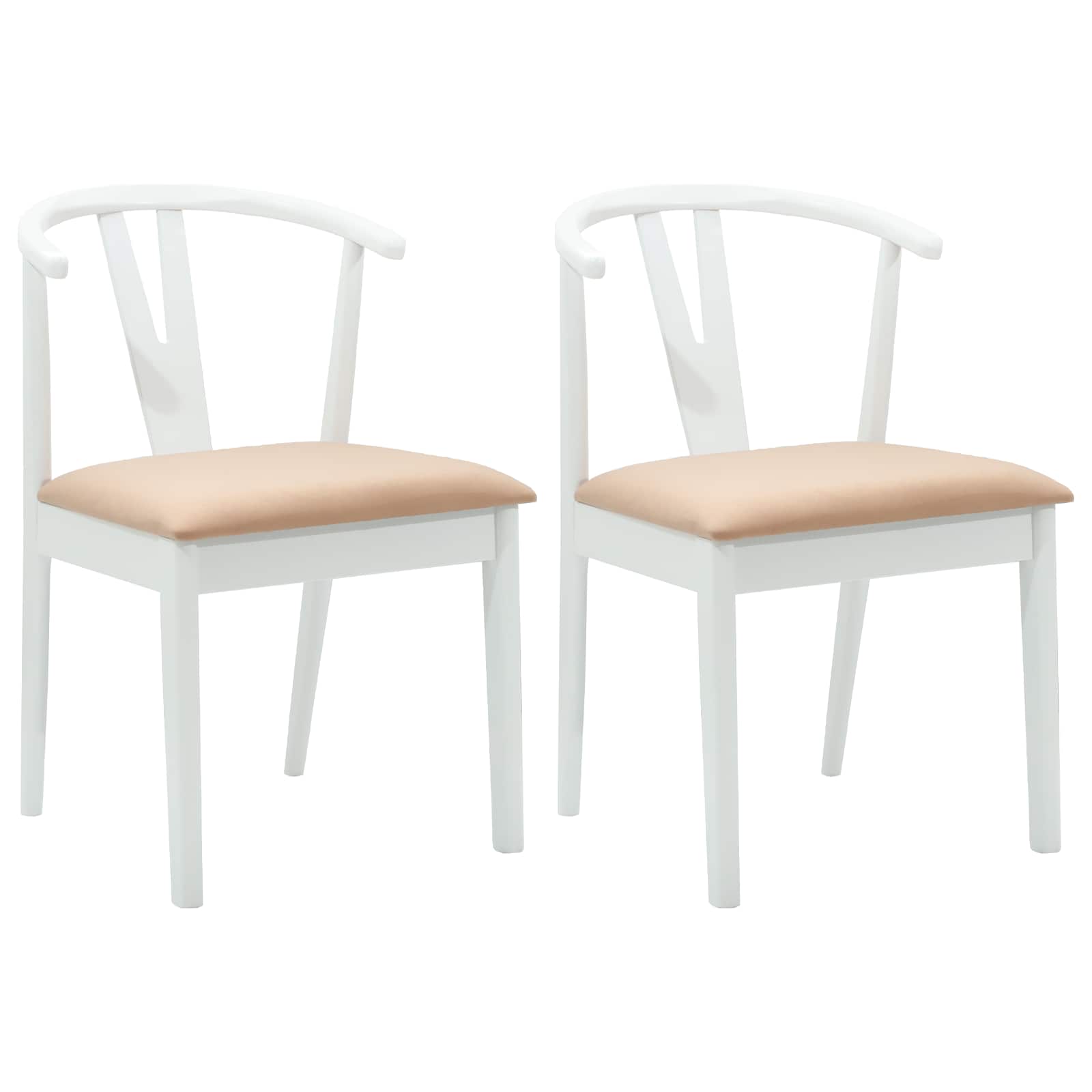 vidaXL Dining Chair 2 pcs Solid Rubber Wood White and Brown 2