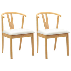 vidaXL Dining Chair 2 pcs Solid Rubber Wood Natural and Light 2
