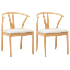 vidaXL Dining Chair 2 pcs Solid Rubber Wood Natural and Light 2