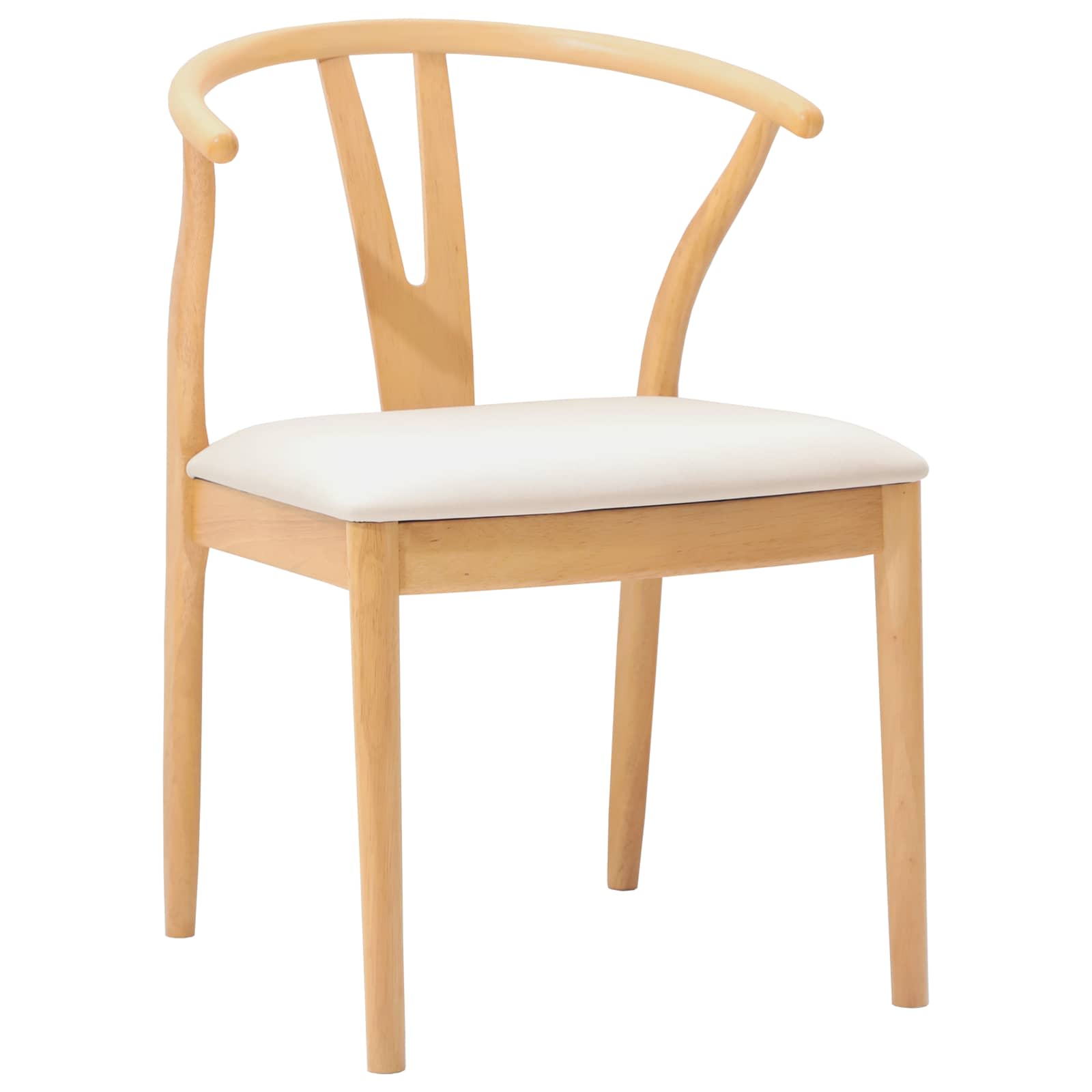 vidaXL Dining Chair 2 pcs Solid Rubber Wood Natural and Light 4