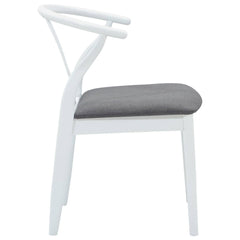 vidaXL Dining Chair 2 pcs Solid Rubber Wood White and Grey 6