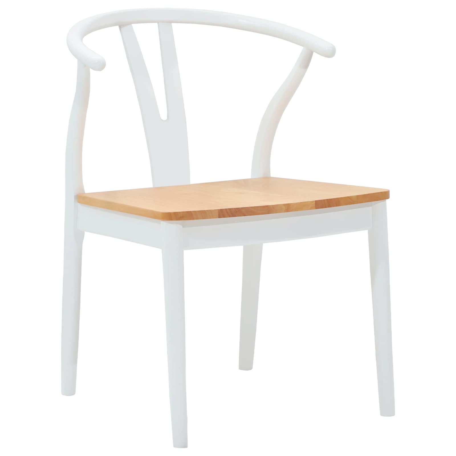 vidaXL Dining Chair 2 pcs Solid Rubber Wood White and Natural 4