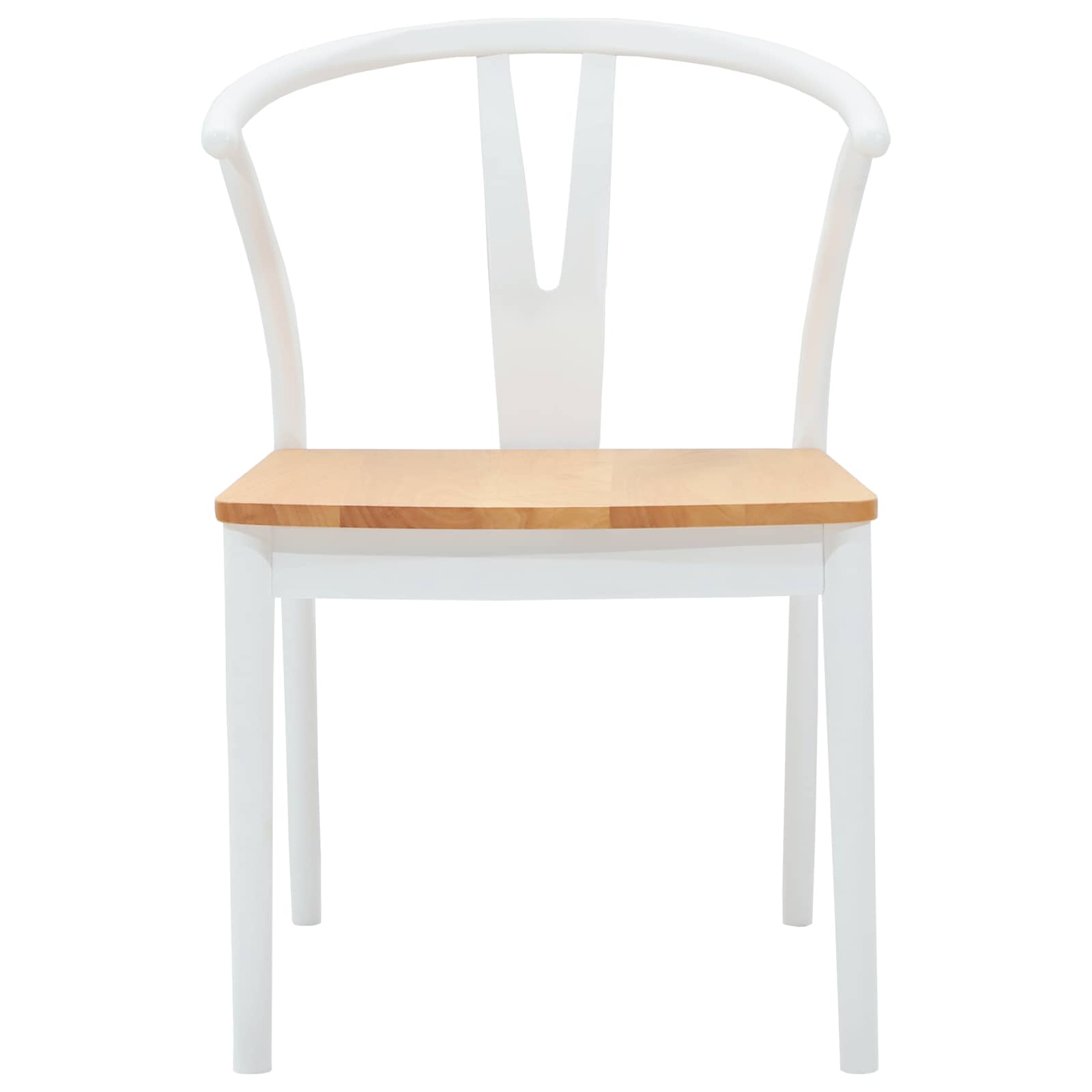 vidaXL Dining Chair 2 pcs Solid Rubber Wood White and Natural 5